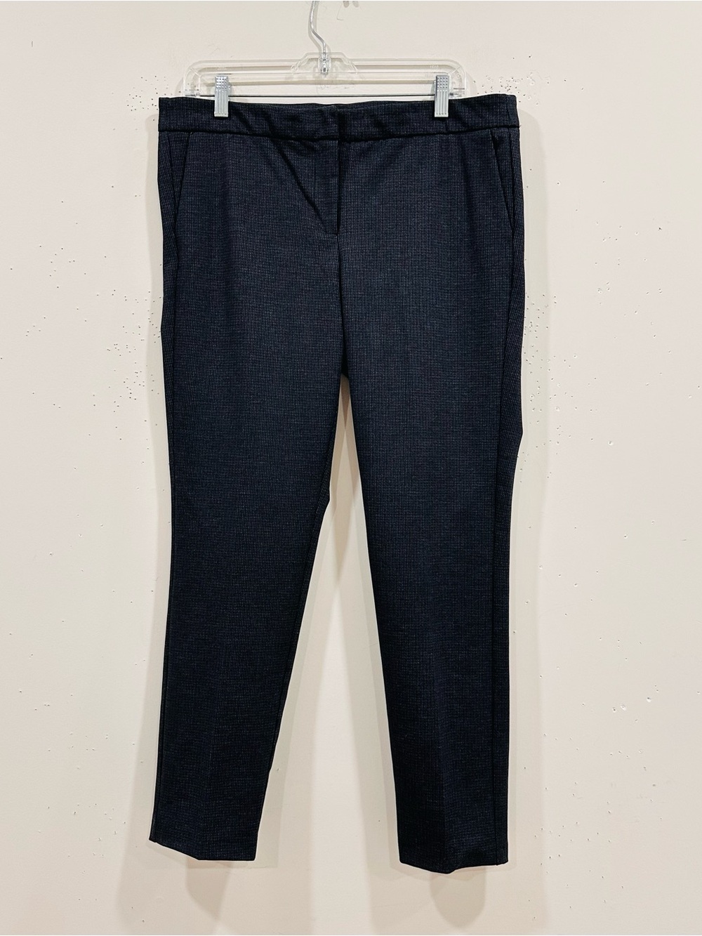 Dalia Women's Slim Ankle Dress Pants Size 12 Gray Black Textured Plaid Stretch